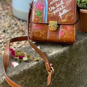 Hand painted leather crossbody